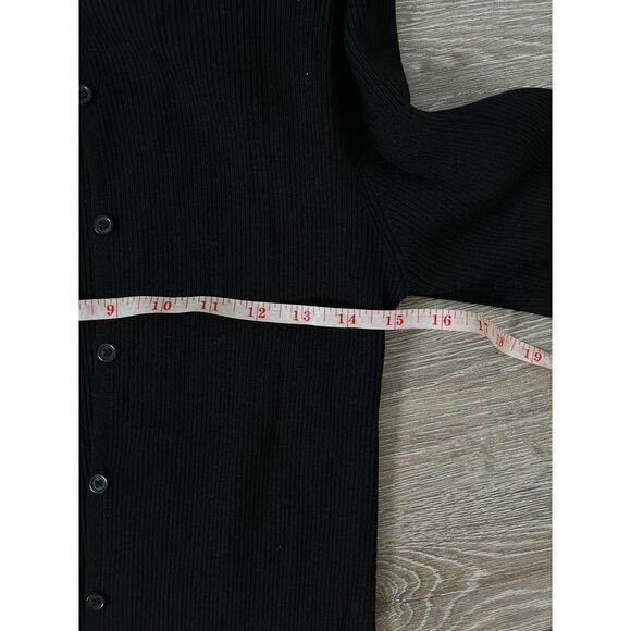 Zara EUC Black Ribbed Knit Button Down Cardigan Top Size XL - Picture 11 of 13